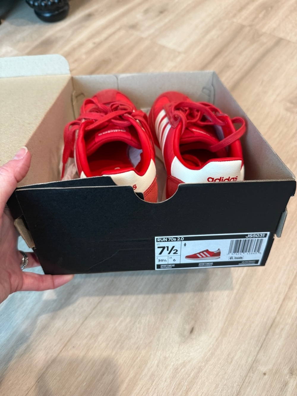 adidas Red Sneakers with White Stripes - Picture 4 of 4